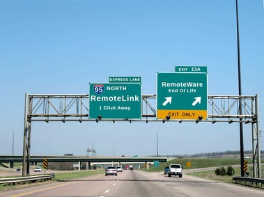 RemoteWare End Of Life Highway Exit Sign